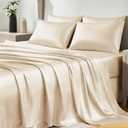 CozyLux Satin Sheets Full Size Sheets - Silky Soft Bedding Similar to Silk, 6 Piece Sheet Set for Hair and Skin, Deep Pocket with All-Around Elastic, Home Decor for Bedroom, Champagne