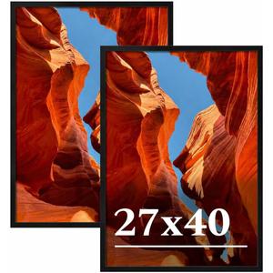 27x40 Picture Frame Set of 2, 27 x 40 Black Picture Frame with HD Plexiglas, 27 by 40 Poster Frame, Display Frame for Vertical or Horizontal, Presenting Spatial Aesthetics-Form & Light Series
