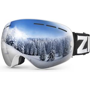 ZIONOR X Ski Goggles - OTG Snowboard Goggles Detachable Lens for Men Women Adult (A01-vlt 9% Whiteframe Silverlens)