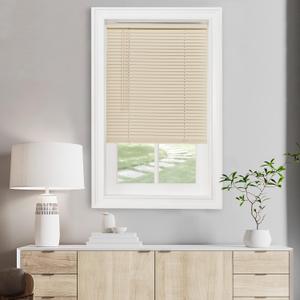 Cordless Light Filtering Mini Blind - 34 Inch Width, 48 Inch Length, 1" Slat Size - Alabaster - Cordless GII Morningstar Horizontal Windows Blinds for Interior by Achim Home Decor