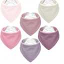 Muslin Baby Bibs,Soft Triangular Baby Bandana Drool Bibs for Baby Boy Girl,Solid Colors Bib for Drooling Teething (6 Pack-sweet Candy)