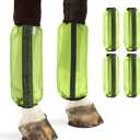 4PCS Fly Boots for Horses, Non-Slip Breathable Horse Fly Boots,Comfy Mesh Horse Fly Leggings Prevents Flies and Mosquitoes from Biting (Green)