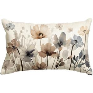 AVOIN colorlife Poppy Flowers Chinoiserie Spring Fall Throw Pillow Cover, 12 x 20 Inch Seasonal Leaves Cushion Case Decoration for Sofa Couch Farmhouse
