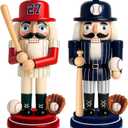 2 Pieces Christmas Baseball Player Nutcracker Decoration Christmas Resin Nutcracker Figures Statues Baseball Player Decoration Tabletop Centerpieces for Table Office Shelf Home Kitchen Mantel
