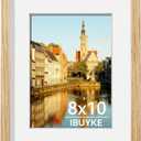 IBUYKE 8x10 Picture Frame, Solid Oak Wood 8x10 Photo Frame with Mat to 5x7, 10x8 Picture Frames With Tempered Glass, Tabletop or Wall Mount Display, Home Decor, Natural Oak 8 x 10 Frame (2 Pack)
