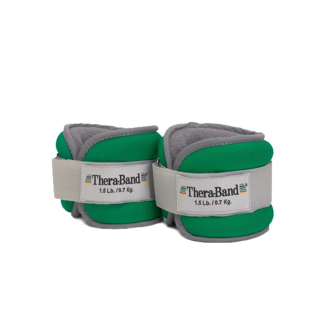 THERABAND Ankle Weights, Comfort Fit Wrist & Ankle Cuff Weight Set, Adjustable Walking Weights for Cardio, Home Workout, Ankle Strengthening & Physical Therapy, Green 1.5 lb. Each, Set of 2, 3 Pounds