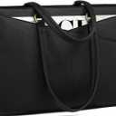 LOVEVOOK Laptop Bag for Women,15.6 Inch Laptop Tote Bag for Women,Vintage Leather Work Tote Bags Computer Teacher Bag,Waterproof Business Office Briefcase (Retro Black)