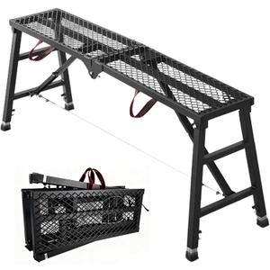 Scaffolding Work Platform, 29.9" to 47.2" Height Adjustable Work Platform, Foldable Scaffold for Building Construction, Interior Painting, Home Improvement450LBS Capacity, Black,5 Heights Options)