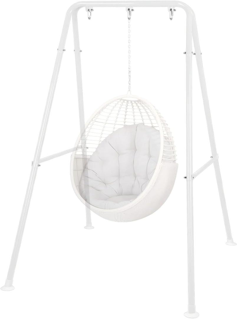 Swing Stand Only, Heavy Duty Hammock Stand, Metal Swing Stand Frame, Max Load 330lbs Portable Hammock Frame for Indoor or Outdoor, Patio and Backyard (Hammock Chair not Included) (White)