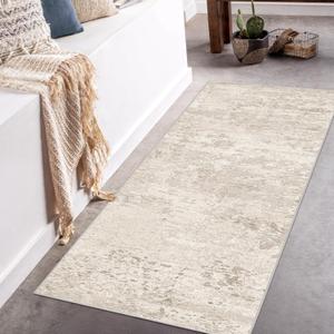Art&Tuft Washable Rug 3x5 - Low-Pile 3x5 Area Rugs Runners, Soft Abstract Carpet Runner Rugs for Living Room Bedroom Bathroom Kitchen Laundry, Beige