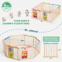 Foldable Wooden Playpen, 55 x 55 x 24 inches, Animal Bus, Colorful
