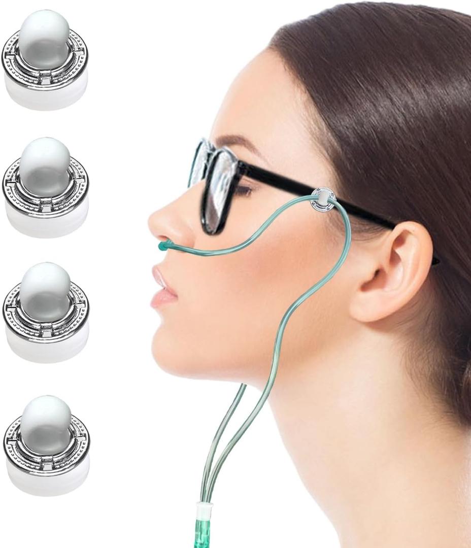 with Anti Slip Design Oxygen Tube Clips for Glasses - Nasal Cannula Ear Protector - Nose Cannula Hose Holder - Oxygen Holder Effectively avoiding discomfort Pain Caused by Oxygen Tubes on The Ears (White)