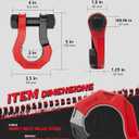 3/4" D Ring Separate Shackles, 52,910lbs Break Strength Easy Open Towing Winch Shackles, Heavy Duty Shackles with 7/8" Screw Pin for Tow Strap Winch Off Road Vehicle Recovery, BlackRed