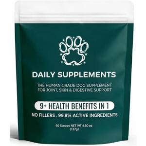 2x Allergy Powder for Dogs, Daily Supplements Contain 7-Strain Probiotics, Glucosamine, Turmeric, Hyaluronic Acid for Digestive, Skin & Coat, Immune Support