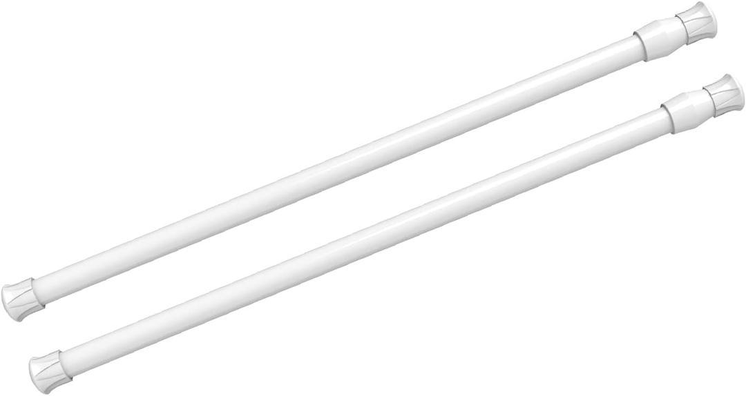 2Pcs Spring Tension Curtain Rod28-48 Inches Adjustable Expandable Pressure White Curtain Tension Rods For Kitchen, Bathroom, Window,Home