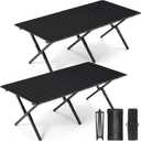 Suzile 2 Pack 4FT Folding Camping Table, Roll Up Portable Camp Table with Carry Bag, Low Collapsible Lightweight Aluminum Outdoor for Camping, Picnic, Beach, Patio, Kitchen(Black)