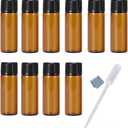 10PCS 5ML 1/6oz Amber Glass Bottle with Orifice Reducer and Screw Cap For Essential Oil Perfume Liquid DIY Sample Vials 1pc Clean Cloth + free 3ml Dropper