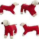 Lovelonglong Warm Dog Coat, Windproof Jacket for  Dogs, 4 Legged Fleece Winter Coat with Zippered Closure, Red XXXXL
