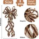 SY Super Bang 8 Pcs Coffee/Gold Velvet Christmas Bows for Christmas Tree Decorations Door Wreath Garland Bow Ornaments, for Gift Wrapping Wedding Home Holiday Party Decor.