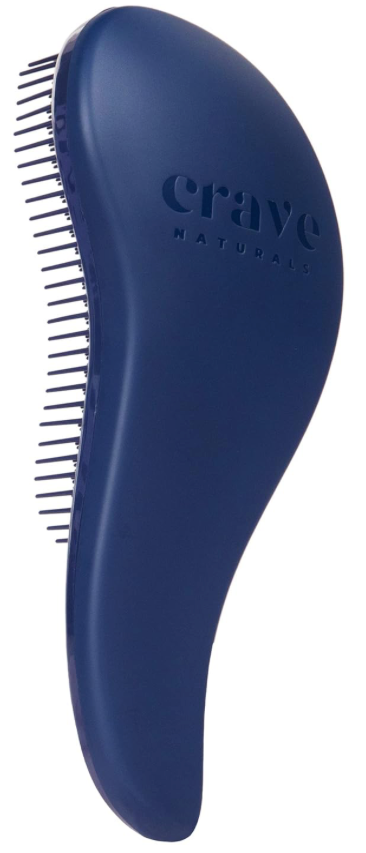 Crave Naturals Glide Thru Detangling Hair Brush for Adults and Kids - Detangler Hairbrush for Curly or Straight, Wet or Dry Hair - Gentle on Tangles Comb - Navy Blue and Blue Cheetah (Pack of 2)