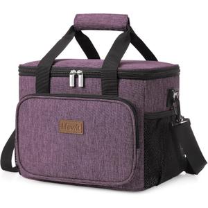 Lifewit Large Lunch Bag Insulated Lunch Box Soft Cooler Cooling Tote for Adult Men Women, Purple 24-Can (15L)