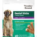 Amazon Brand - Wonder Bound Chicken Flavor Dental Sticks for Large Dogs (Over 30 lbs), 6-Ridge Shape for Plaque & Tartar Control, Freshens Breath, Made With Real Chicken, 40 Count (Pack of 1) (EXP 05/22/27)