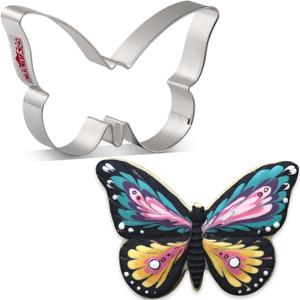 LILIAO Spring Butterfly Cookie Cutter - 4.5 x 3 inches - Stainless Steel