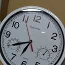 8 Inch White Wall Clock, Sweep Silent Movement Accurate Clocks with Temperature & Humidity, Decorative for Kitchen/Living Room/Bedroom/Office/School/Classroom