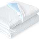 Subrtex 3 Inch Mattress Topper Cover (Only Cover) Mattress Topper Protector Bedding Rayon Made from Bamboo Removable Mattress Encasement with Zippers, Full (White)