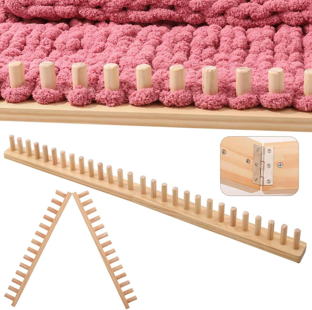 maileiduo 48 Chunky Blanket Loom, Wooden Knitting Loom Kit for Chunky Yarn, Blanket Loom for ChunkyYarn, Throws, ThickYarn