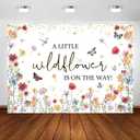 Avezano Wildflower Baby Shower Decorations A Little Wildflower is On The Way Baby Shower Backdrop Floral Theme Baby Girls' New Born Photoshoot Background Banner (8x6ft(96x72in)) 