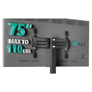 WALI Floor TV Stand with Power Outlet, Tall TV Stand Mount for 32-75 inch TV up to 110 lbs, Swivel and Height Adjustable TV Stands with Wood Base for Bedroom, Office(TVDVD-7P), Black