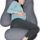 MOON PARK Pregnancy Pillows for Sleeping - U Shaped Full Body Maternity Pillow with Removable Cover - Support for Back, Legs, Belly, HIPS - 65 Inch - Dark Grey