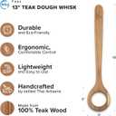 FAAY 13" Dough Whisk, 100% Healthy Teak Kitchen Utensils for Bread Mixing, Sourdough, Batter Preparation, Baking, and Cooking Tools
