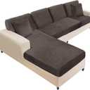 NAISI Sectional Couch Covers 8 Pieces Velvet Couch Cushion Covers L Shape Soft Stretch Sofa Slipcovers with 2pcs Pillowcases for Left/Right Chaise Sectional Couch(3 Seater+1 Chaise+4 Back,Brown)