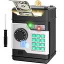 NAFEIV Piggy Bank, Automatic Electronic Piggy Bank for Kids Boys Girls with Password and Fingerprint Unlocking Simulation, Money Bank Kids Safe Toys for 3 4 5 6 7 8 9 10 Year Old Boy Girl (Black)