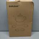 GURUDAR Glass Teapot Set, 34OZ/ 1000ML Glass Tea Kettle with Loose Tea Infuser & Warmer, 5oz/ 150ML Tea Cup & Saucer Set of 4, Stovetop & Microwave Safe Tea Maker, Blooming Tea Gift Set For Women