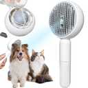 3-in-1 Steam Brush for Cats & Dogs  Hair Removal Comb with One-Click Release & Water Spray  Grooming Brush for Shedding, Long/Short Hair (white brushs-grey)