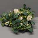 Anna's Whimsy 5.91FT Artificial Eucalyptus Garland with Flowers, Fake Flower Rose Gypsophila, Faux Floral Greenery Garland for Wedding Spring Home Party Craft Art Table Runner Decor
