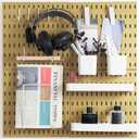 Pegboard Combination Kit, Wall Mounted Storage Set with 4 Pegboards & 14 Accessories Hanging, Yellow Peg Boards Organizer for Walls Display, Crafts Organization, Kitchen Organizer, 22" x 22"