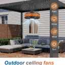 Outdoor Ceiling Fans with Light for Patios, 20" Weatherproof Gazebo Fan with Hanging Hook, Remote Control & APP, 6 Speeds, 3CCT, Caged Plug in Ceiling Fan for Patio
