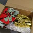 Zeyune 2 Packs Poinsettias Artificial Flowers for Outdoors 11'' Faux Artificial Flowers Bouquet with LED Vase Centerpiece Gifts for Office Home Table Garden Porch Patio Indoor Decor(Red)