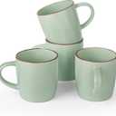 famiware Mercury Coffee Mugs 13 oz, Coffee Mugs Set of 4 with Handle, Cups for Latte, Hot Tea, Cappuccino, Mocha, Cocoa, Light Green