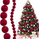 Tigeen 6.6 ft Christmas Satin Ball Garland Burgundy Christmas Decor Red Burgundy Garland Ornaments Decoration for Xmas Tree Indoor Outdoor Home Office Decor Party Supplies