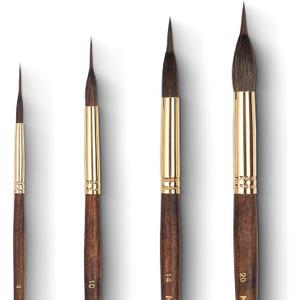 Nicpro 4 PCS Watercolor Brushes Professional, Extended Needle Point Brush Set, Sable Watercolor Brushes with Synthetic Extra Long Tip for Fine Detailing - Watercolor Acrylic Gouache Inks Painting