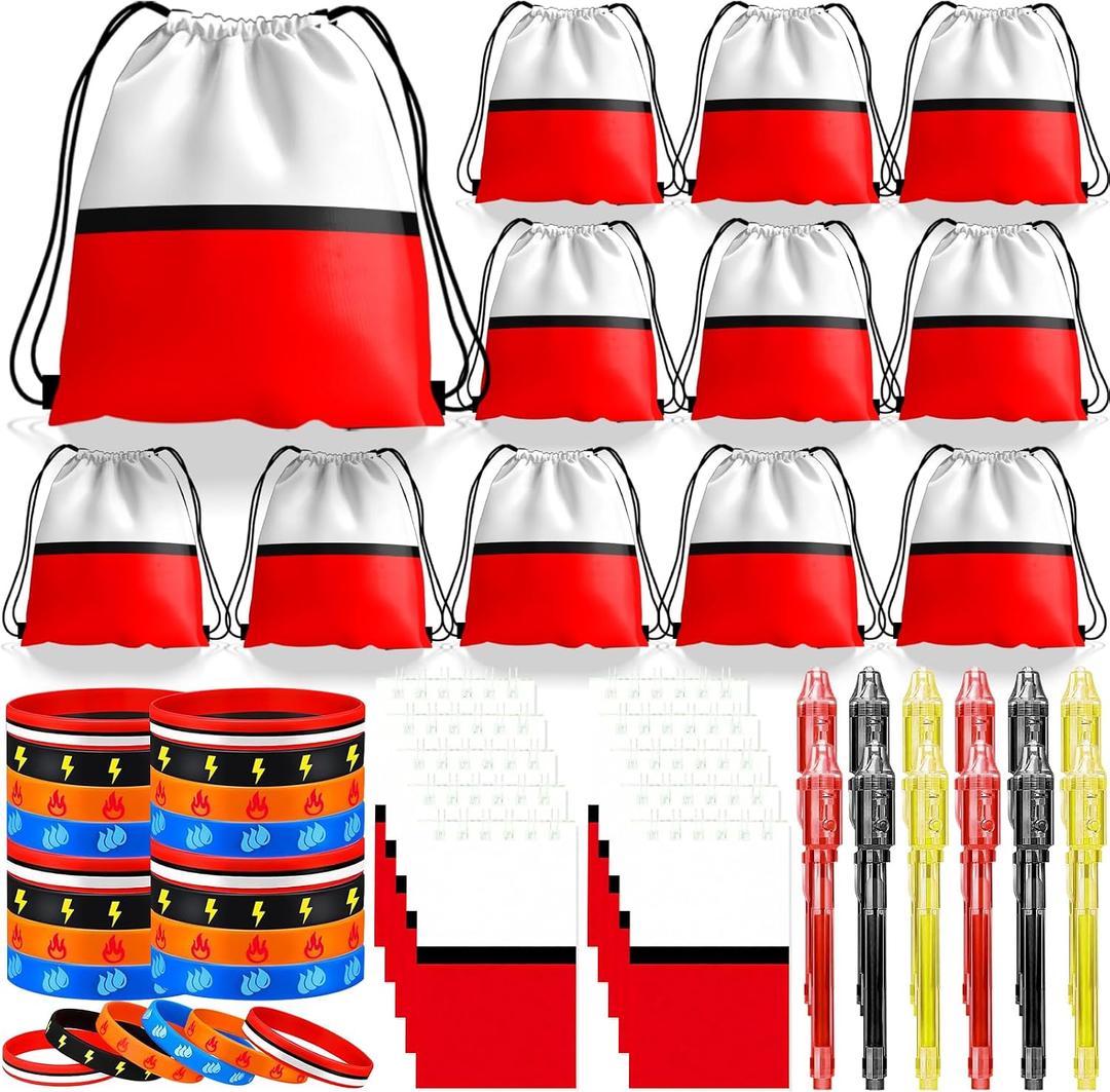 Cartoon Party Favors, Animation Themed Birthday Party Supplies & Goodie Bags for Kids, Include Drawstring Bags Notebook Silicone Bracelet Highlighter for Gifts Fillers
