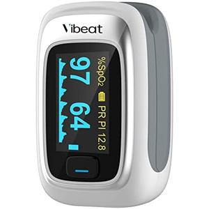 Vibeat Fingertip Pulse Oximeter, Blood Oxygen Saturation Monitor| O2 Meter, Portable SPO2 & Pulse Rate Monitor, Batteries and Lanyard Included