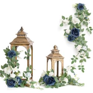 Ling's moment 6Pack 1.8ft Artificial Flowers Garland Navy Blue Lantern Flower Centerpieces Wedding Aisle Decor Chair Flowers Arch Floral for Signs DIY Table Wall Window Cake Decoration