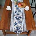 Generic 1 Pack Chinese Style Floral Table Runner, Fabric TV Bedside Cabinet Dust Proof Long Strip Table Cloth, Table Topper, Home Kitchen Decor, Blue