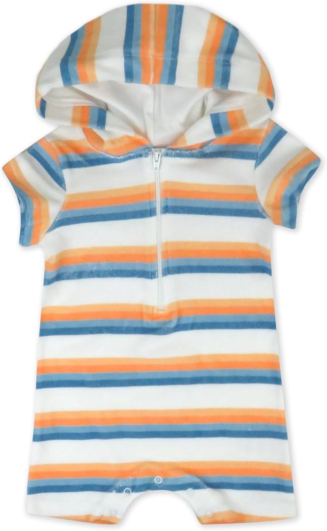 HonestBaby Baby Novelty Terry Romper for Infant, Baby Boys, Girls (3-6 Months, Sunrise Stripe)